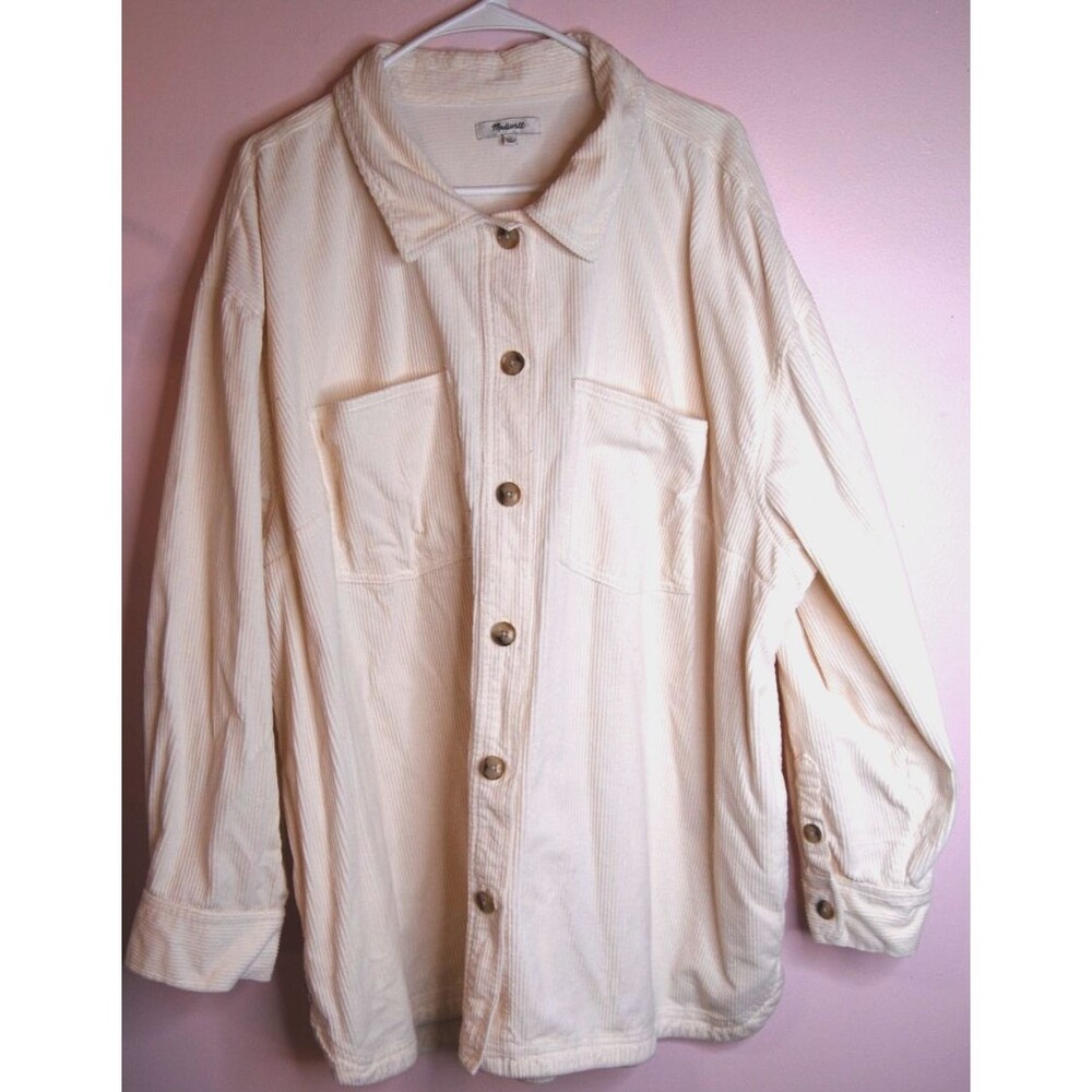 Madewell Corduroy Shirt Womens 3XL Cream Button Up Shacket 100% Cotton